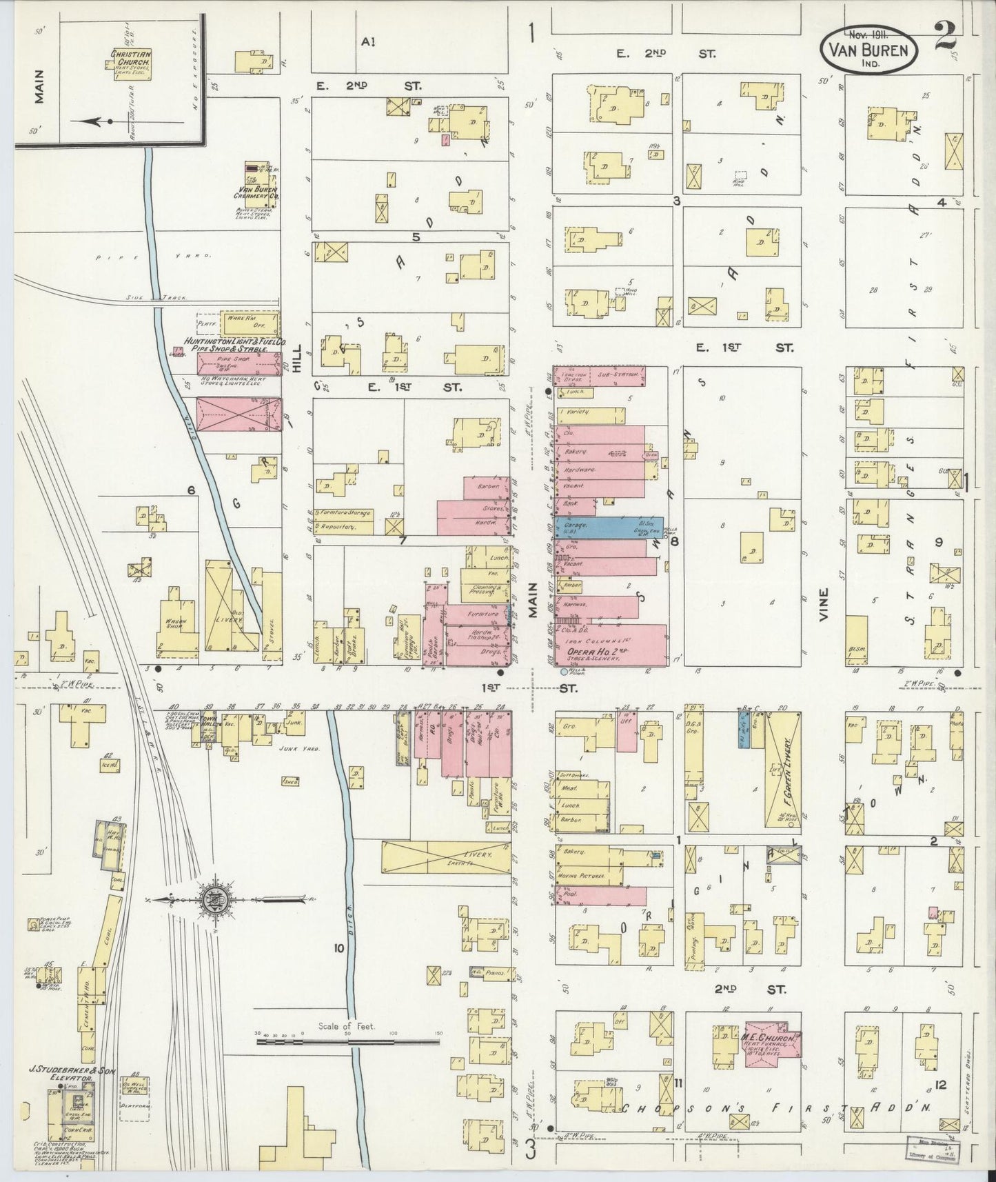 Sanborn Fire Insurance Map from Van Buren, Grant County, Indiana (1911), Sheet #0002 - Complete Map Set gallery image, historic Sanborn map, vintage wall art, Indiana Indiana