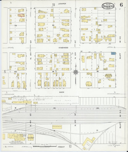 Sanborn Fire Insurance Map from Brainerd, Crow Wing County, Minnesota (1917), Sheet #0006 - Complete Map Set gallery image, historic Sanborn map, vintage wall art, Minnesota Minnesota