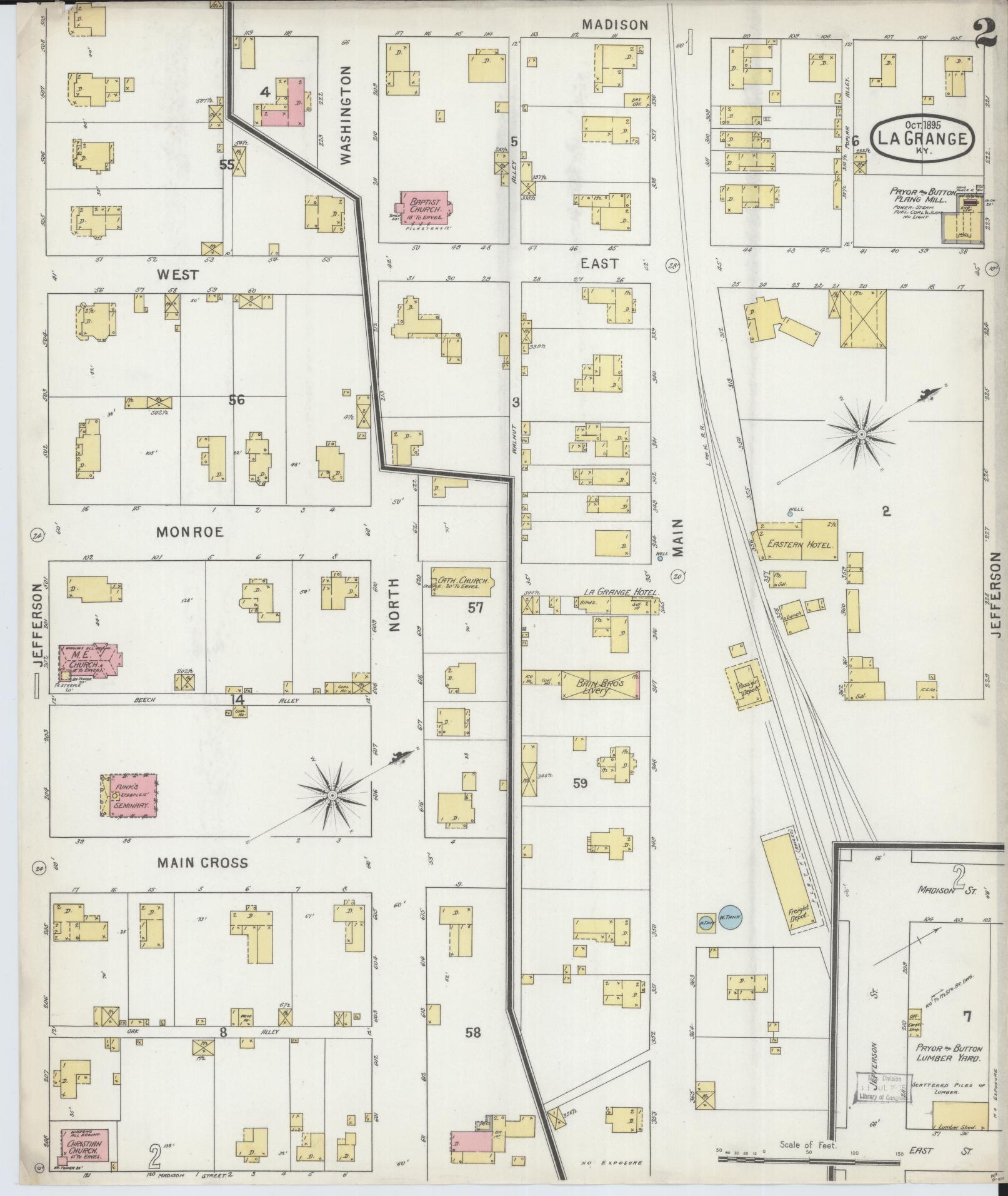 Sanborn Fire Insurance Map from La Grange, Oldham County, Kentucky (1895), Sheet #0002 - Complete Map Set gallery image, historic Sanborn map, vintage wall art, Kentucky Kentucky