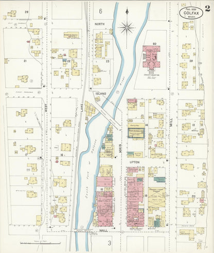Sanborn Fire Insurance Map from Colfax, Whitman County, Washington (1899), Sheet #0002 - Complete Map Set gallery image, historic Sanborn map, vintage wall art, Washington Washington