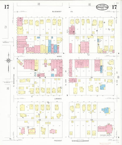 Sanborn Fire Insurance Map from Manhattan, Riley County, Kansas (1930), Sheet #0017 - Complete Map Set gallery image, historic Sanborn map, vintage wall art, Kansas Kansas