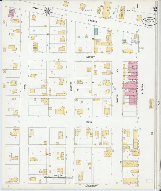 Sanborn Fire Insurance Map from Xenia, Clay County, Illinois (1906), Sheet #0002 - Historic Sanborn Fire Insurance Map Print, vintage old map wall art, antique decor, genealogy gift, Illinois Illinois map
