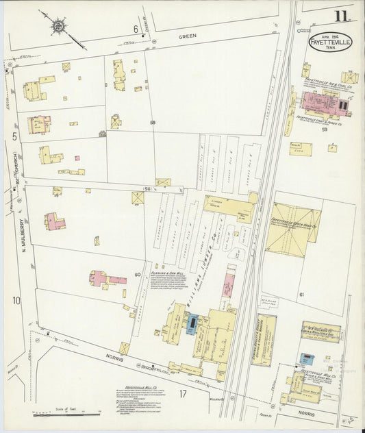 Sanborn Fire Insurance Map from Fayetteville, Lincoln County, Tennessee (1914), Sheet #0011 - Historic Sanborn Fire Insurance Map Print, vintage old map wall art, antique decor, genealogy gift, Tennessee Tennessee map