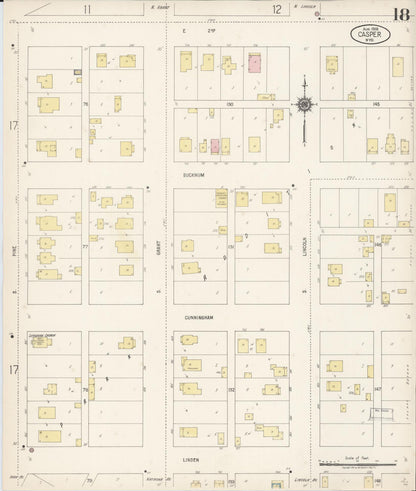 Sanborn Fire Insurance Map from Casper, Natrona County, Wyoming (1918), Sheet #0018 - Complete Map Set gallery image, historic Sanborn map, vintage wall art, Wyoming Wyoming