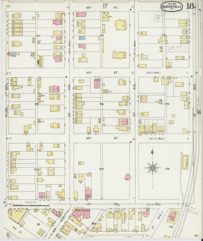 Sanborn Fire Insurance Map from Beaver Falls, Beaver County, Pennsylvania (1896), Sheet #0018 - Complete Map Set gallery image, historic Sanborn map, vintage wall art, Pennsylvania Pennsylvania