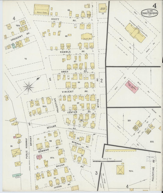 Sanborn Fire Insurance Map from Chautauqua, Chautauqua County, New York (1896), Sheet #0004 - Historic Sanborn Fire Insurance Map Print, vintage old map wall art, antique decor, genealogy gift, New York New York map
