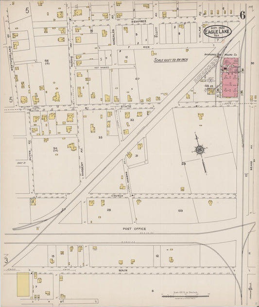 Sanborn Fire Insurance Map from Eagle Lake, Colorado County, Texas (1922), Sheet #0006 - Historic Sanborn Fire Insurance Map Print, vintage old map wall art, antique decor, genealogy gift, Texas Texas map