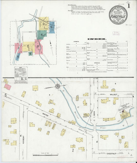 Sanborn Fire Insurance Map from Forestville, Chautauqua County, New York (1912), Sheet #0001 - Historic Sanborn Fire Insurance Map Print, vintage old map wall art, antique decor, genealogy gift, New York New York map