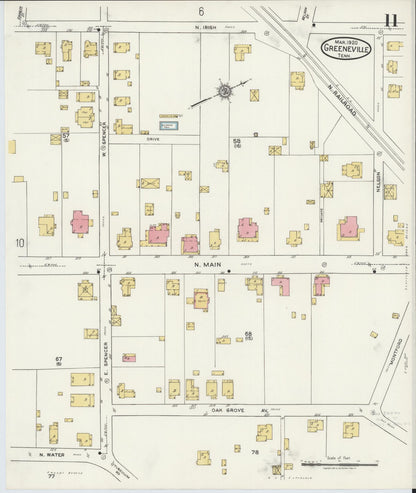 Sanborn Fire Insurance Map from Greeneville, Greene County, Tennessee (1920), Sheet #0011 - Complete Map Set gallery image, historic Sanborn map, vintage wall art, Tennessee Tennessee