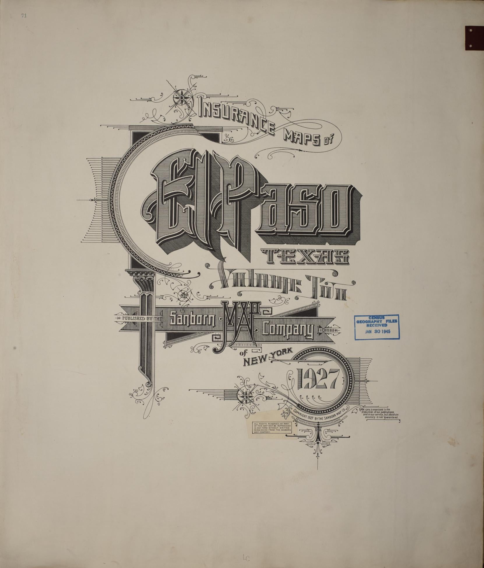 Sanborn Fire Insurance Map from El Paso, El Paso County, Texas. (1950) – Historic Sanborn Fire Insurance Map Print