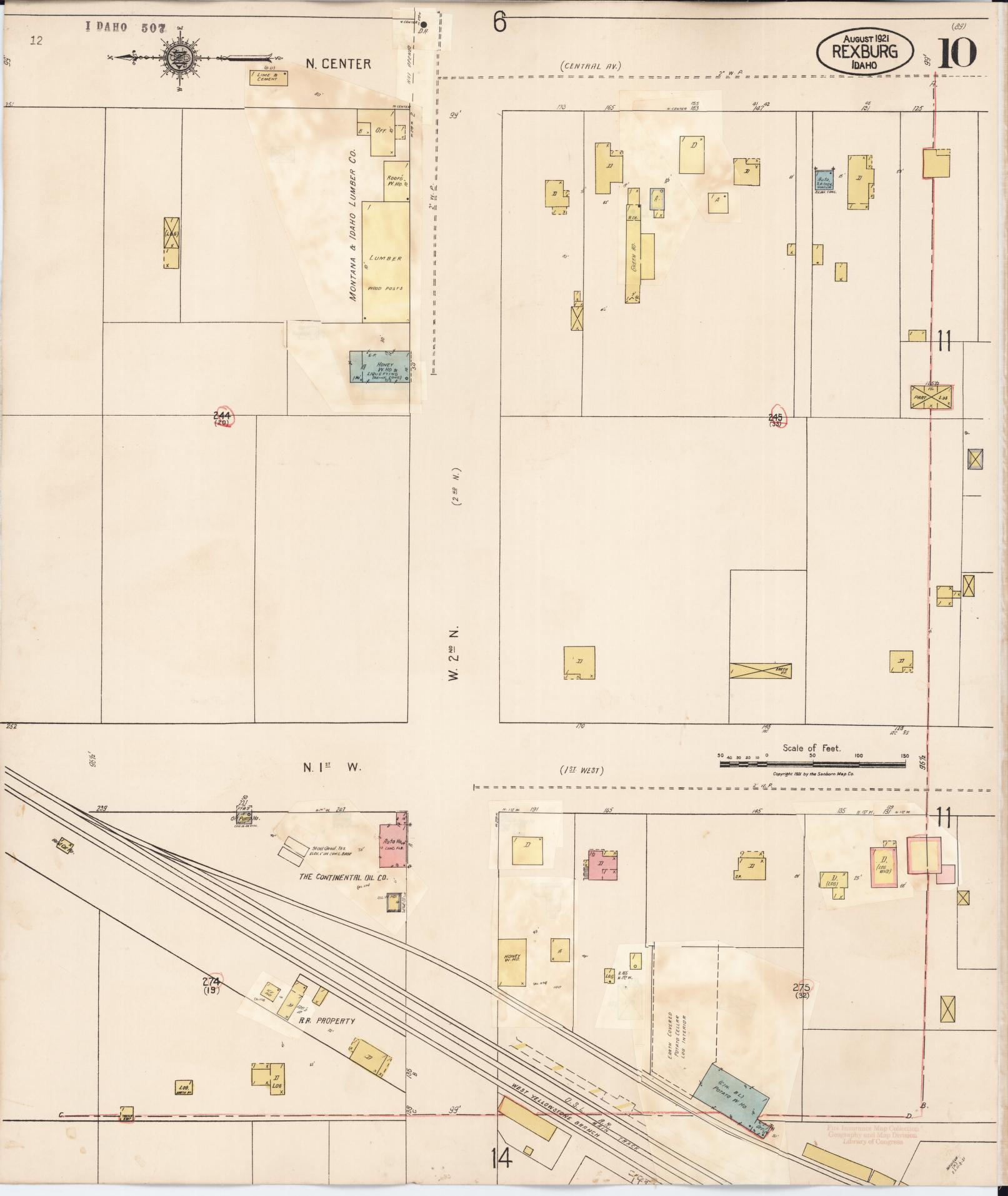 Sanborn Fire Insurance Map from Rexburg, Madison County, Idaho (1943), Sheet #0010 - Complete Map Set gallery image, historic Sanborn map, vintage wall art, Idaho Idaho