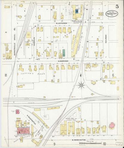 Sanborn Fire Insurance Map from Frankfort, Clinton County, Indiana (1906), Sheet #0005 - Complete Map Set gallery image, historic Sanborn map, vintage wall art, Indiana Indiana