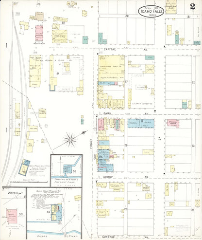Sanborn Fire Insurance Map from Idaho Falls, Bonneville County, Idaho (1900), Sheet #0002 - Complete Map Set gallery image, historic Sanborn map, vintage wall art, Idaho Idaho