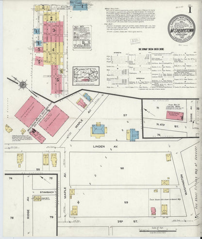 Sanborn Fire Insurance Map from McSherrystown, Adams County, Pennsylvania (1920), Sheet #0001 - Historic Sanborn Fire Insurance Map Print, vintage old map wall art, antique decor, genealogy gift, Pennsylvania Pennsylvania map