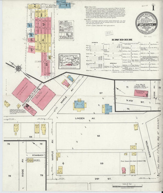Sanborn Fire Insurance Map from McSherrystown, Adams County, Pennsylvania (1920), Sheet #0001 - Historic Sanborn Fire Insurance Map Print, vintage old map wall art, antique decor, genealogy gift, Pennsylvania Pennsylvania map