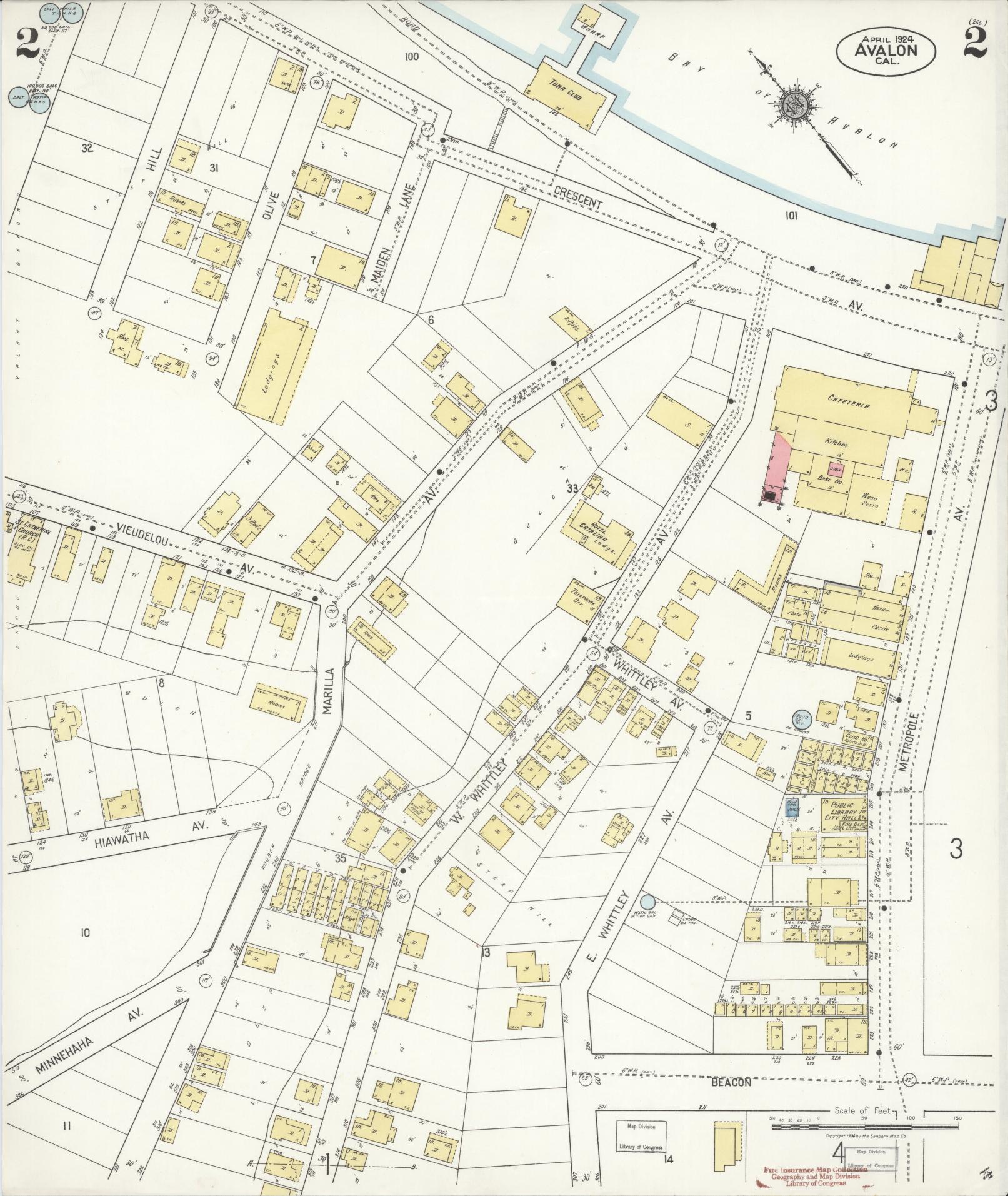 Sanborn Fire Insurance Map from Avalon, Los Angeles County, California (1924), Sheet #0002 - Historic Sanborn Fire Insurance Map Print, vintage old map wall art, antique decor, genealogy gift, California California map