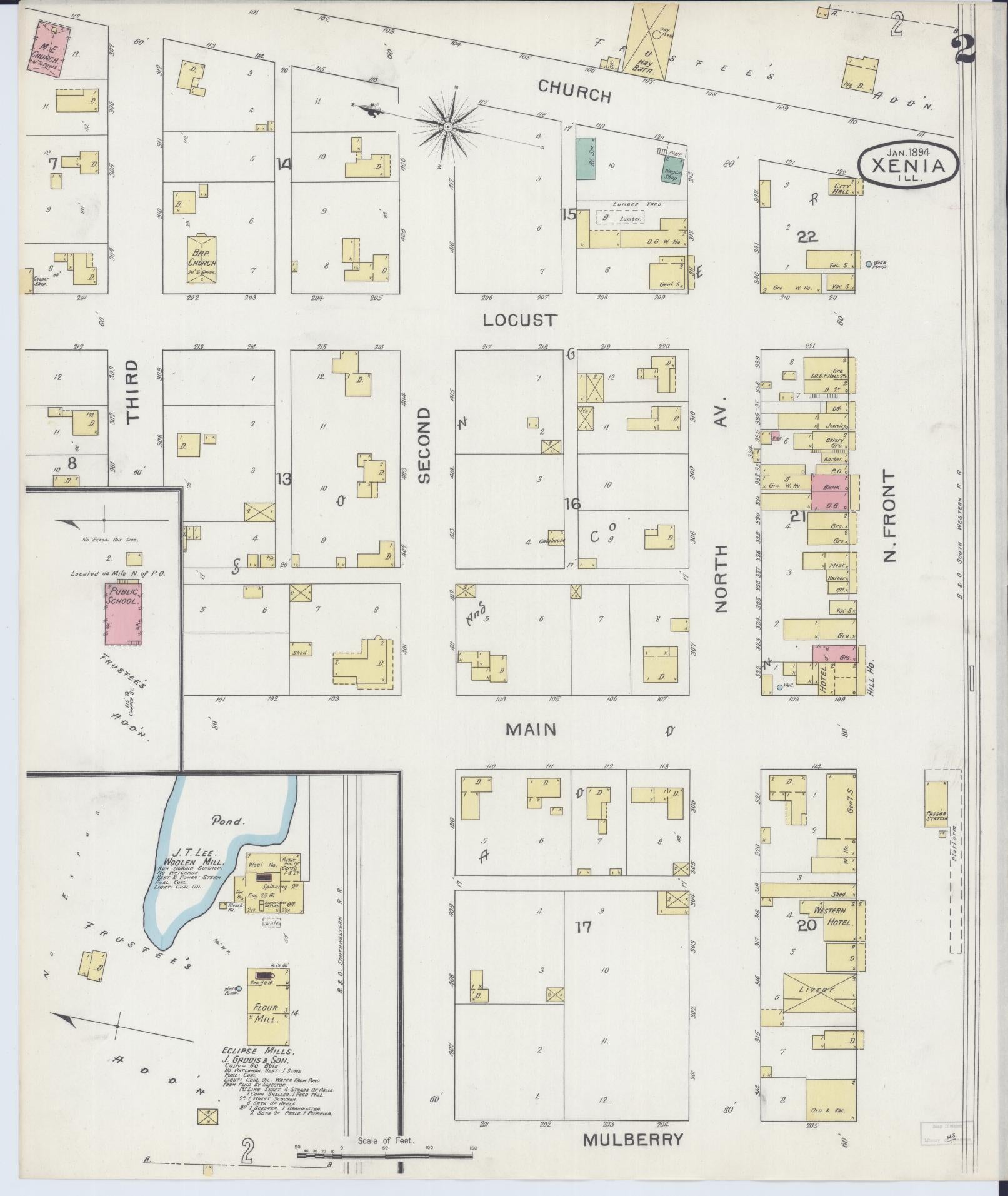 Sanborn Fire Insurance Map from Xenia, Clay County, Illinois (1894), Sheet #0002 - Complete Map Set gallery image, historic Sanborn map, vintage wall art, Illinois Illinois