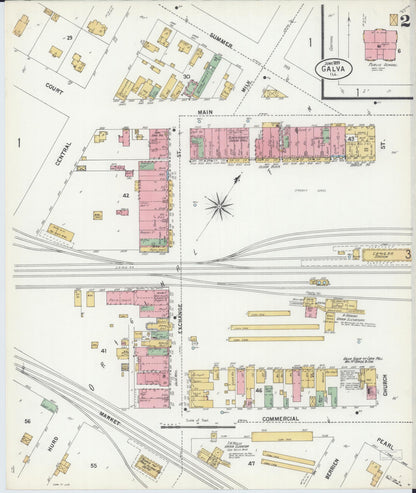 Sanborn Fire Insurance Map from Galva, Henry County, Illinois (1899), Sheet #0002 - Complete Map Set gallery image, historic Sanborn map, vintage wall art, Illinois Illinois