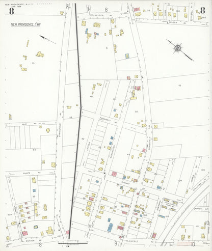Sanborn Fire Insurance Map from New Providence, Union County, New Jersey (1938), Sheet #0008 - Complete Map Set gallery image, historic Sanborn map, vintage wall art, New Jersey New Jersey