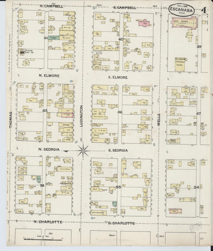 Sanborn Fire Insurance Map from Escanaba, Delta County, Michigan (1888), Sheet #0004 - Complete Map Set gallery image, historic Sanborn map, vintage wall art, Michigan Michigan