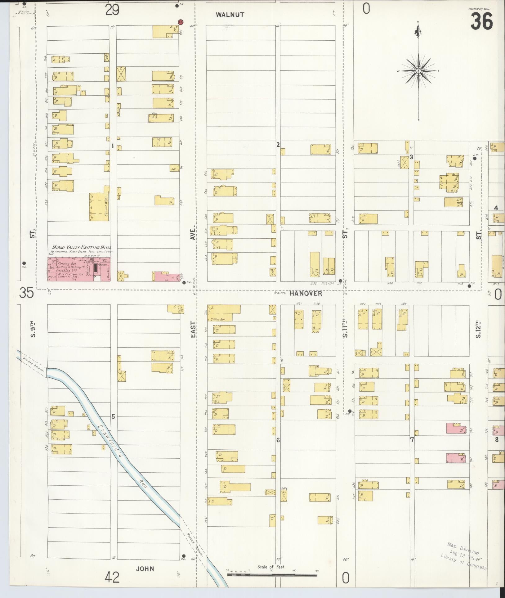 Sanborn Fire Insurance Map from Hamilton, Butler County, Ohio (1899), Sheet #0036 - Historic Sanborn Fire Insurance Map Print, vintage old map wall art, antique decor, genealogy gift, Ohio Ohio map