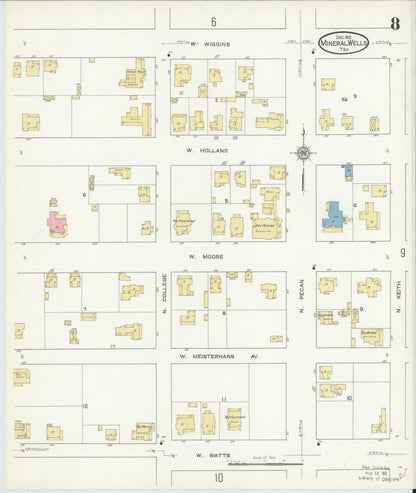 Sanborn Fire Insurance Map from Mineral Wells, Palo Pinto County, Texas (1912), Sheet #0008 - Complete Map Set gallery image, historic Sanborn map, vintage wall art, Texas Texas