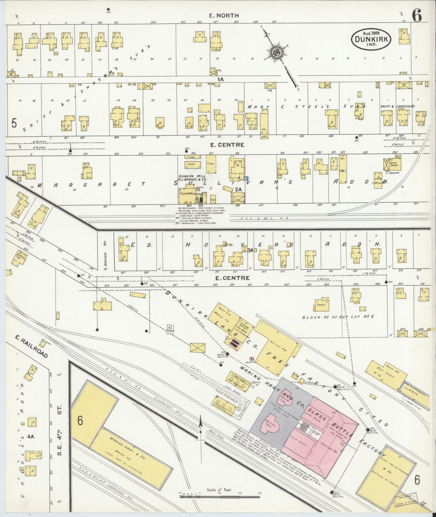 Sanborn Fire Insurance Map from Dunkirk, Jay And Blackford Counties, Indiana (1909), Sheet #0006 - Historic Sanborn Fire Insurance Map Print, vintage old map wall art, antique decor, genealogy gift, Indiana Indiana map