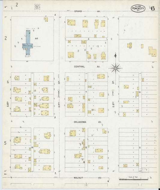 Sanborn Fire Insurance Map from Ponca City, Kay County, Oklahoma (1903), Sheet #0006 - Historic Sanborn Fire Insurance Map Print, vintage old map wall art, antique decor, genealogy gift, Oklahoma Oklahoma map