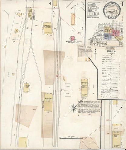 Sanborn Fire Insurance Map from Oakesdale, Whitman County, Washington (1931), Sheet #0001 - Complete Map Set gallery image, historic Sanborn map, vintage wall art, Washington Washington