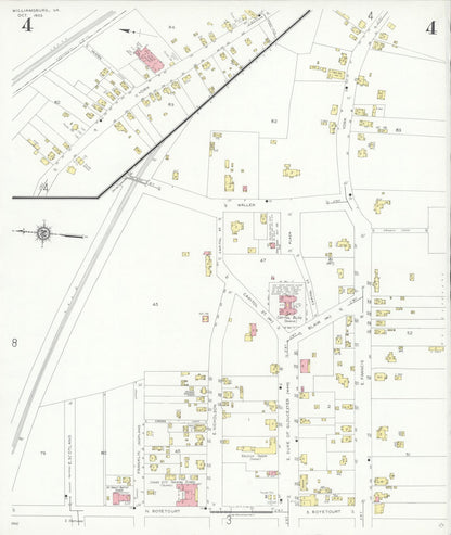 Sanborn Fire Insurance Map from Williamsburg, Independent Cities, Virginia (1933), Sheet #0004 - Complete Map Set gallery image, historic Sanborn map, vintage wall art, Virginia Virginia