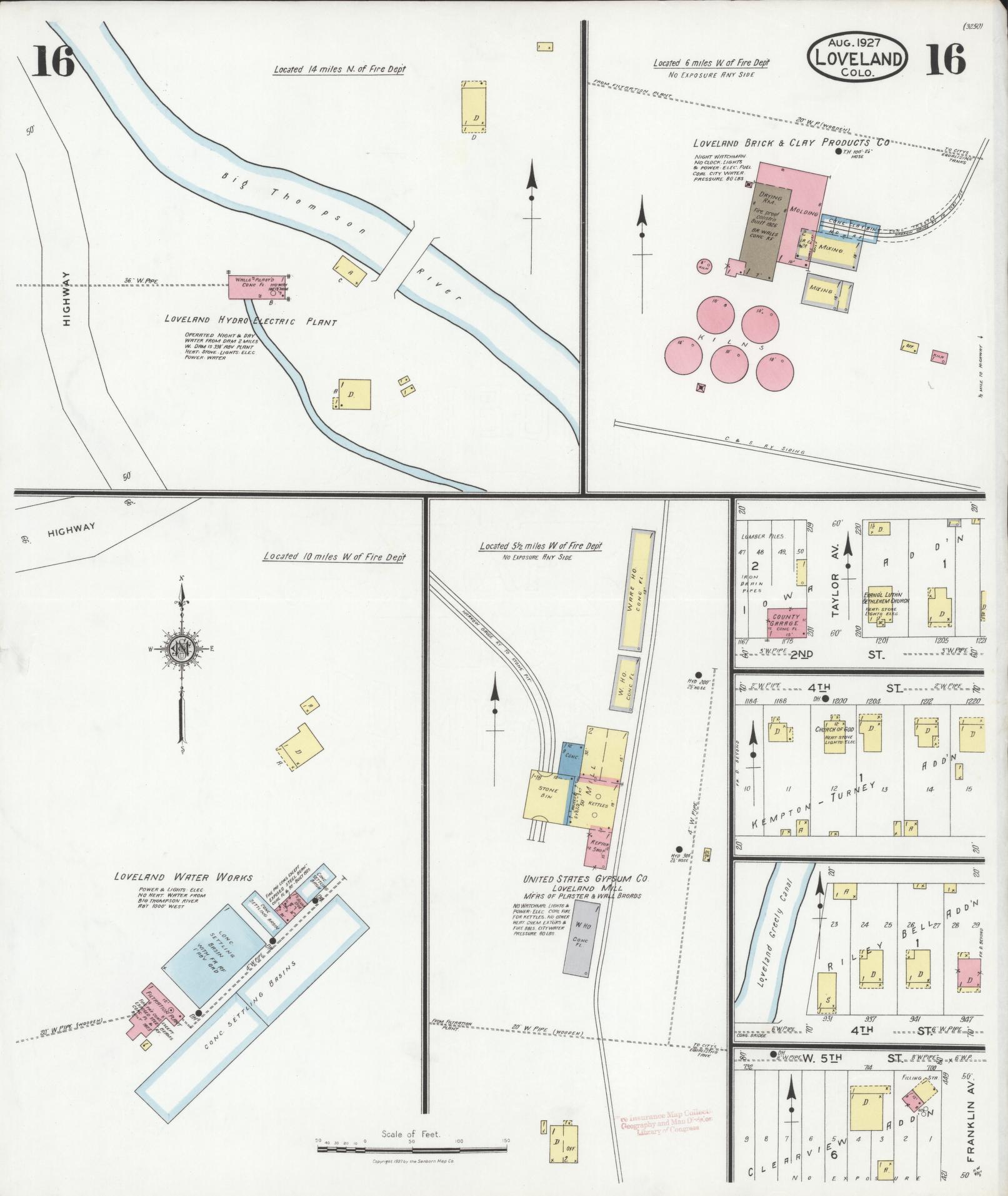 Sanborn Fire Insurance Map from Loveland, Larimer County, Colorado (1927), Sheet #0016 - Complete Map Set gallery image, historic Sanborn map, vintage wall art, Colorado Colorado