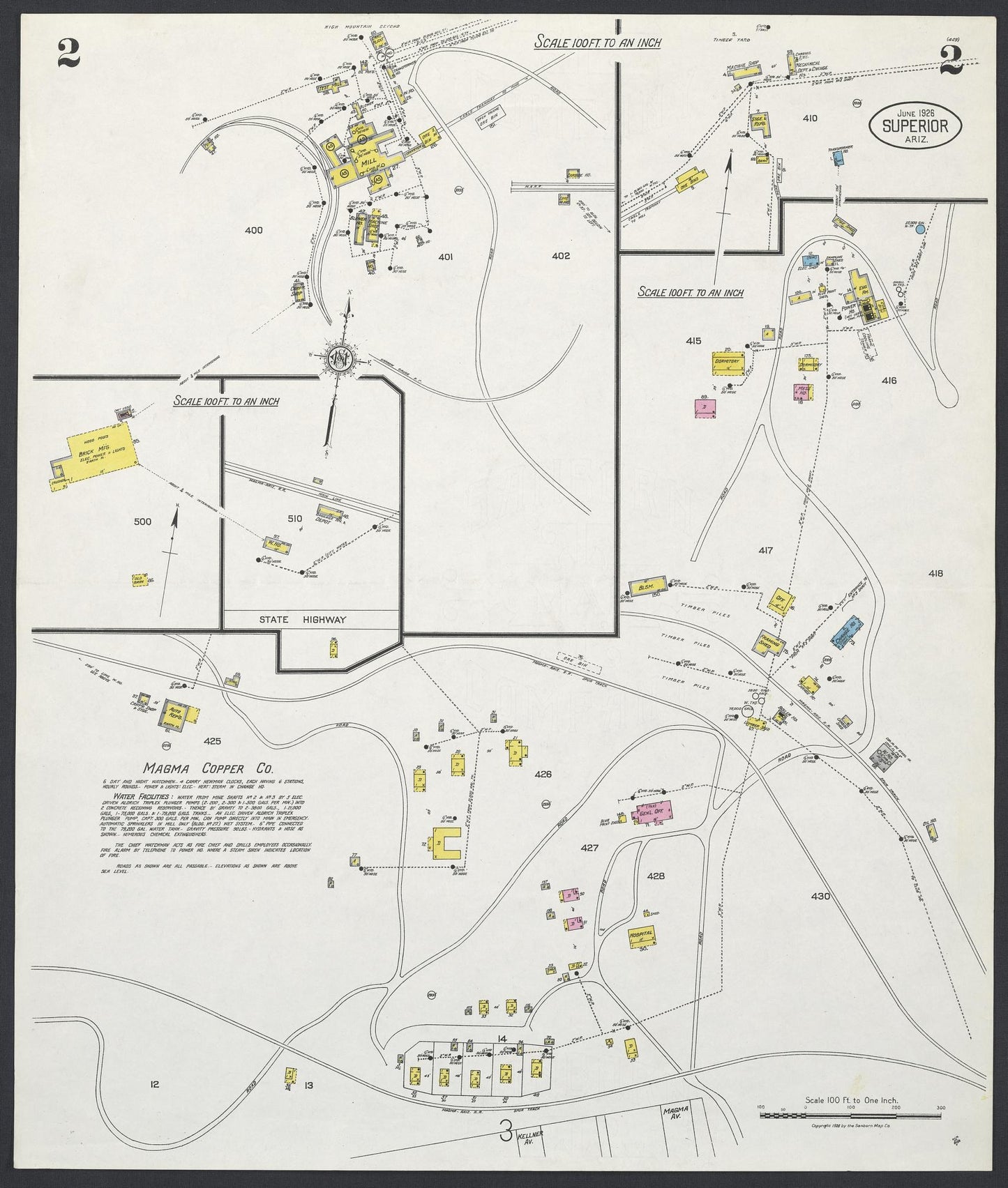 Sanborn Fire Insurance Map from Superior, Pinal County, Arizona (1926), Sheet #0002 - Complete Map Set gallery image, historic Sanborn map, vintage wall art, Arizona Arizona