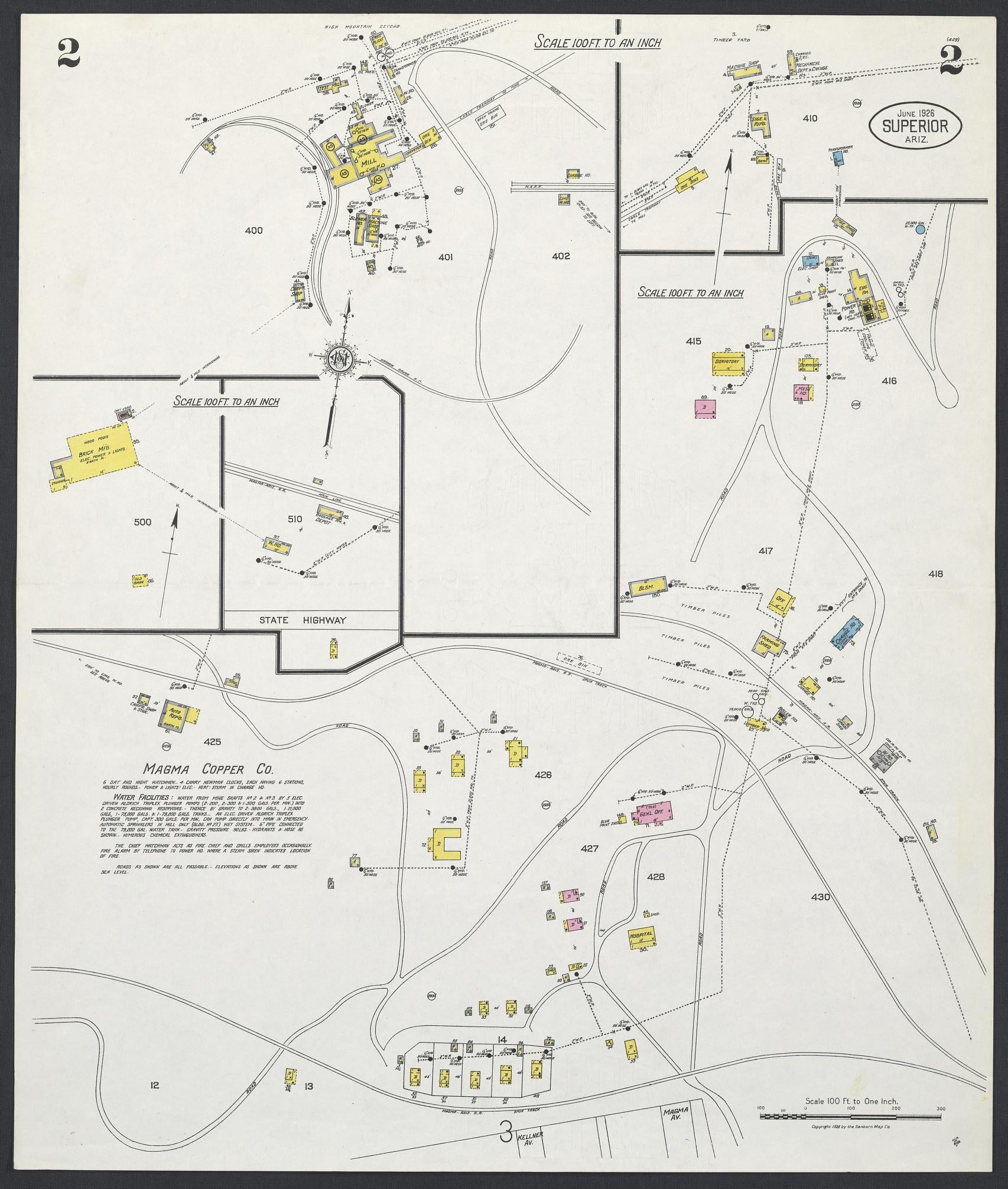 Sanborn Fire Insurance Map from Superior, Pinal County, Arizona (1926), Sheet #0002 - Complete Map Set gallery image, historic Sanborn map, vintage wall art, Arizona Arizona