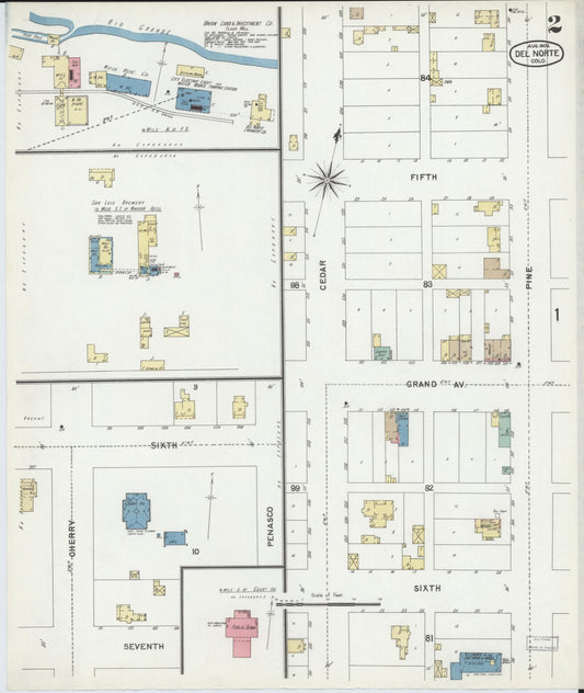 Sanborn Fire Insurance Map from Del Norte, Rio Grande County, Colorado (1902), Sheet #0002 - Historic Sanborn Fire Insurance Map Print, vintage old map wall art, antique decor, genealogy gift, Colorado Colorado map