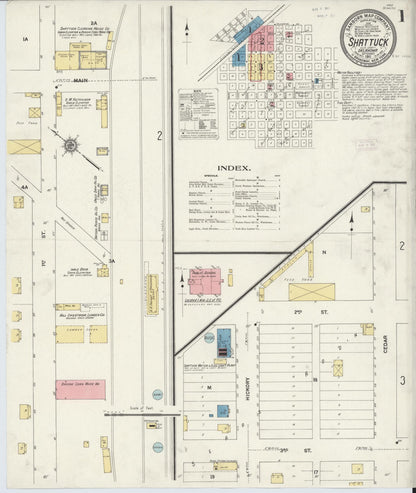 Sanborn Fire Insurance Map from Shattuck, Ellis County, Oklahoma (1911), Sheet #0001 - Complete Map Set gallery image, historic Sanborn map, vintage wall art, Oklahoma Oklahoma