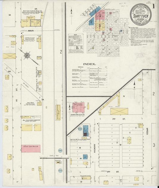 Sanborn Fire Insurance Map from Shattuck, Ellis County, Oklahoma (1911), Sheet #0001 - Complete Map Set gallery image, historic Sanborn map, vintage wall art, Oklahoma Oklahoma