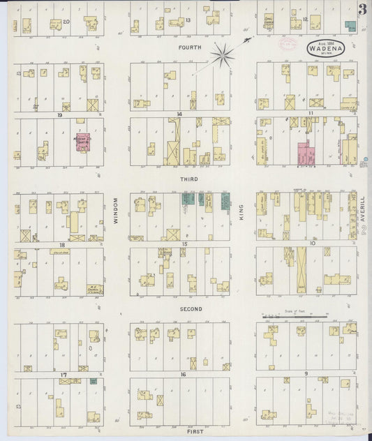 Sanborn Fire Insurance Map from Wadena, Wadena County, Minnesota (1894), Sheet #0003 - Historic Sanborn Fire Insurance Map Print, vintage old map wall art, antique decor, genealogy gift, Minnesota Minnesota map