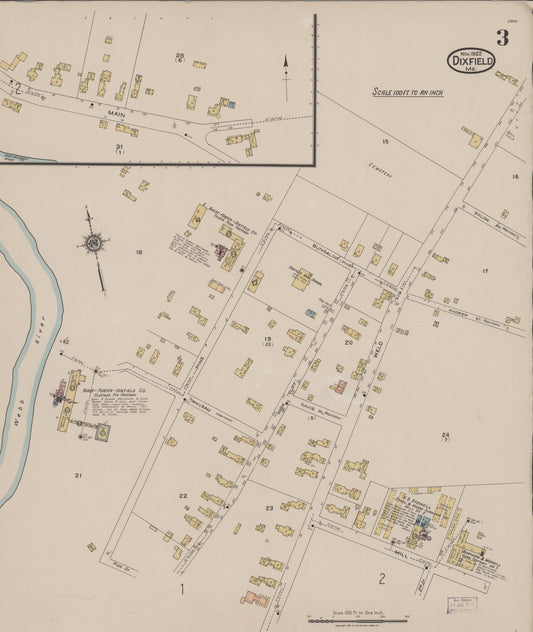 Sanborn Fire Insurance Map from Dixfield, Oxford County, Maine (1922), Sheet #0003 - Historic Sanborn Fire Insurance Map Print, vintage old map wall art, antique decor, genealogy gift, Maine Maine map