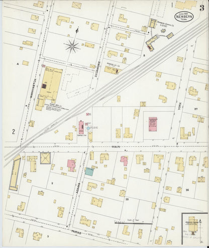 Sanborn Fire Insurance Map from Newbern, Dyer County, Tennessee (1905), Sheet #0003 - Complete Map Set gallery image, historic Sanborn map, vintage wall art, Tennessee Tennessee