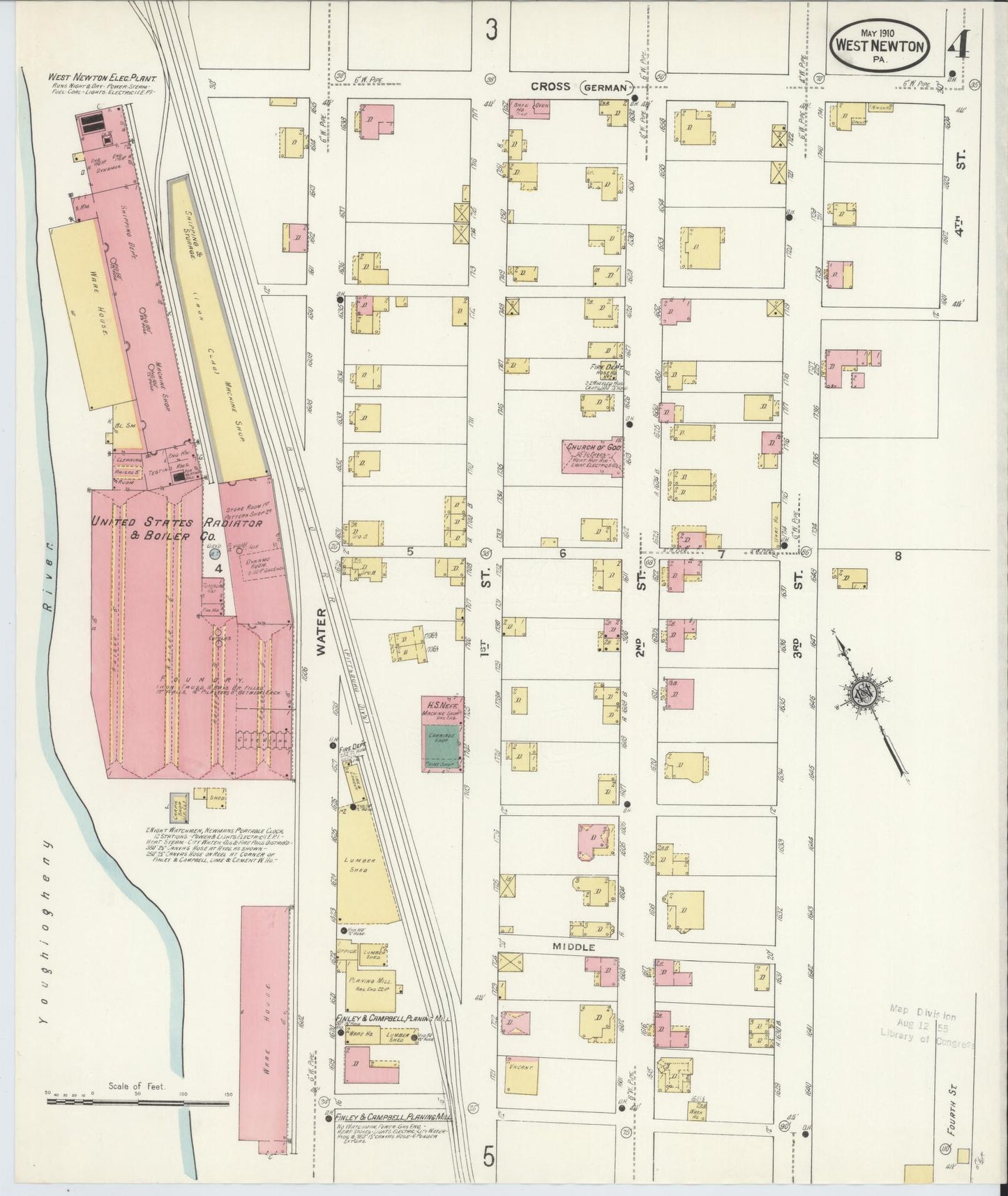 Sanborn Fire Insurance Map from West Newton, Westmoreland County, Pennsylvania (1910), Sheet #0004 - Complete Map Set gallery image, historic Sanborn map, vintage wall art, Pennsylvania Pennsylvania