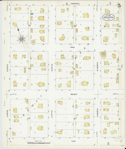 Sanborn Fire Insurance Map from Chillicothe, Peoria County, Illinois (1907), Sheet #0005 - Complete Map Set gallery image, historic Sanborn map, vintage wall art, Illinois Illinois