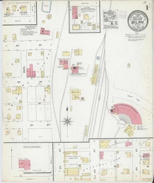 Sanborn Fire Insurance Map from Milan, Sullivan County, Missouri (1906), Sheet #0001 - Complete Map Set gallery image, historic Sanborn map, vintage wall art, Missouri Missouri