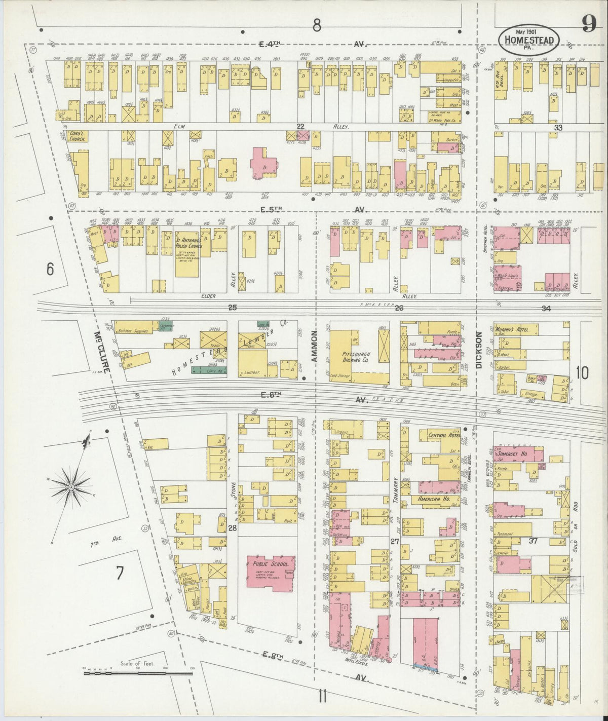 Sanborn Fire Insurance Map from Homestead, Allegheny County, Pennsylvania (1901), Sheet #0009 - Complete Map Set gallery image, historic Sanborn map, vintage wall art, Pennsylvania Pennsylvania