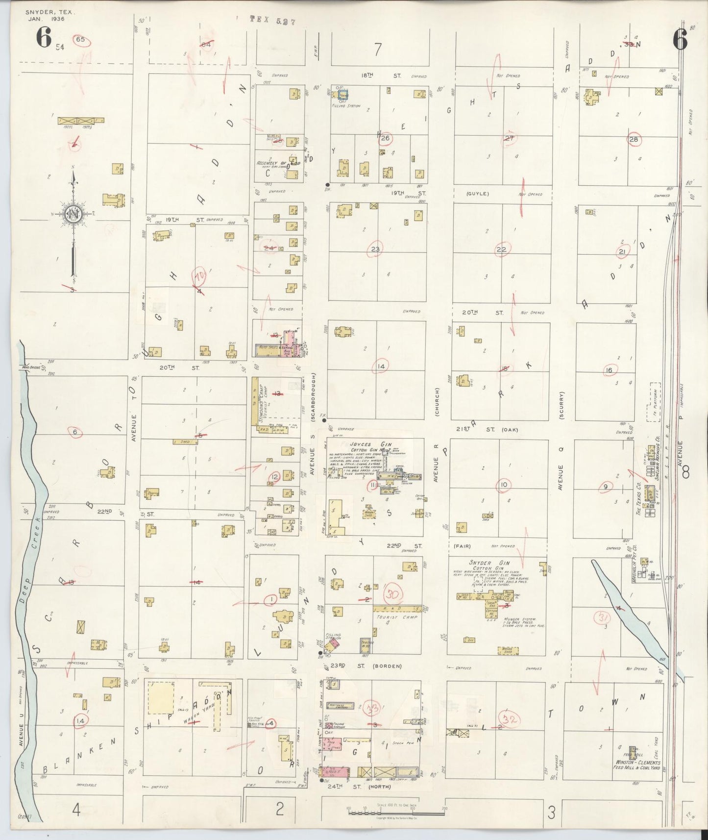 Sanborn Fire Insurance Map from Snyder, Scurry County, Texas (1942), Sheet #0006 - Complete Map Set gallery image, historic Sanborn map, vintage wall art, Texas Texas