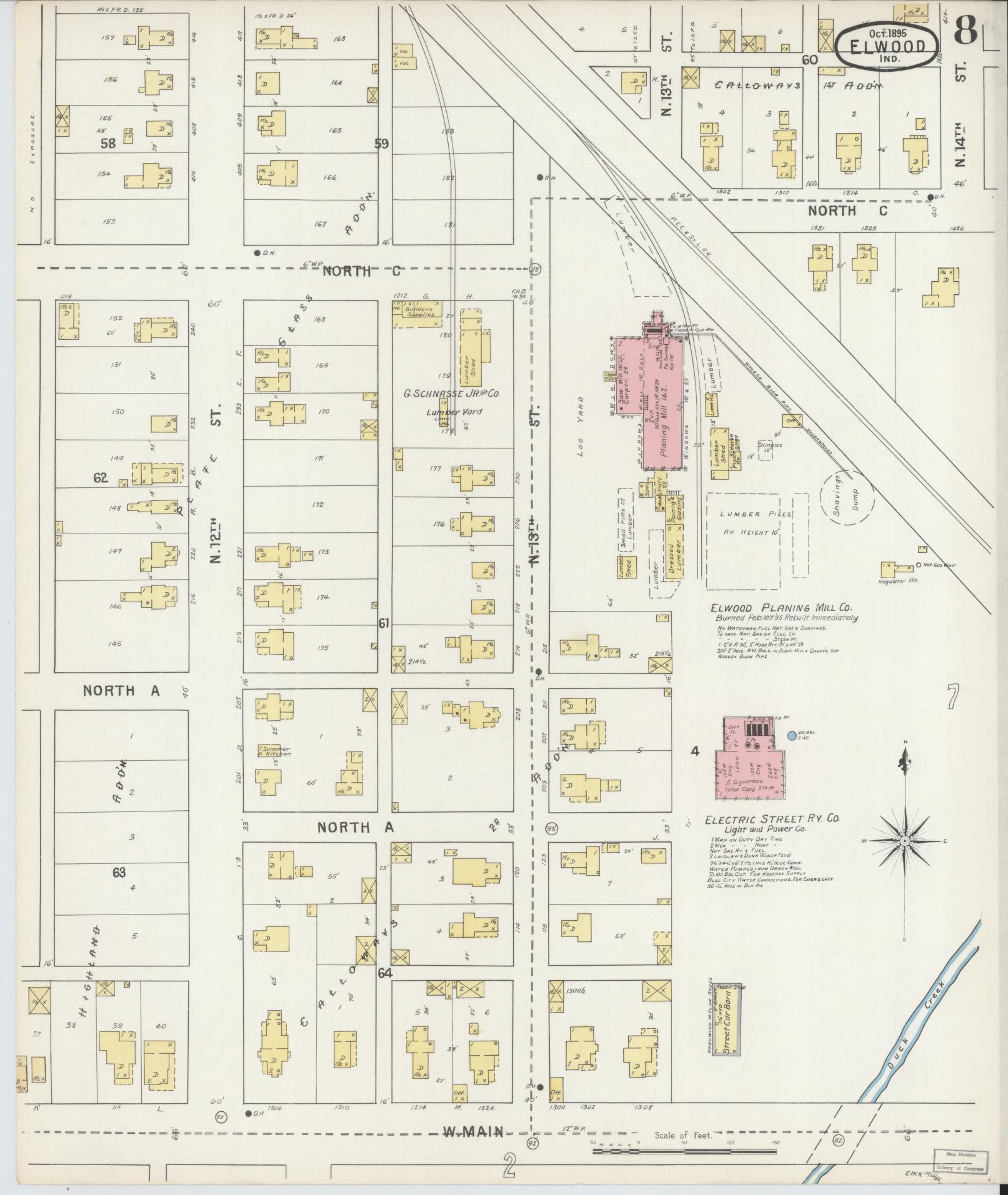 Sanborn Fire Insurance Map from Elwood, Madison County, Indiana (1895), Sheet #0008 - Complete Map Set gallery image, historic Sanborn map, vintage wall art, Indiana Indiana