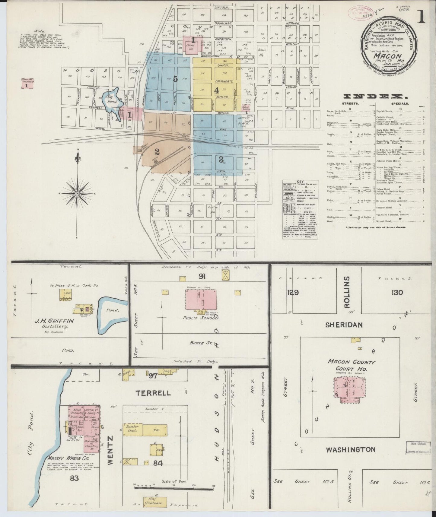 Sanborn Fire Insurance Map from Macon, Macon County, Missouri (1890), Sheet #0001 - Complete Map Set gallery image, historic Sanborn map, vintage wall art, Missouri Missouri