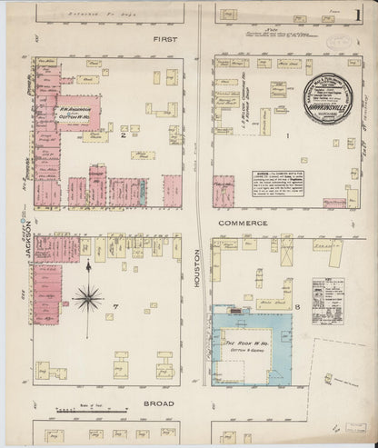 Sanborn Fire Insurance Map from Hawkinsville, Pulaski County, Georgia (1885), Sheet #0001 - Complete Map Set gallery image, historic Sanborn map, vintage wall art, Georgia Georgia