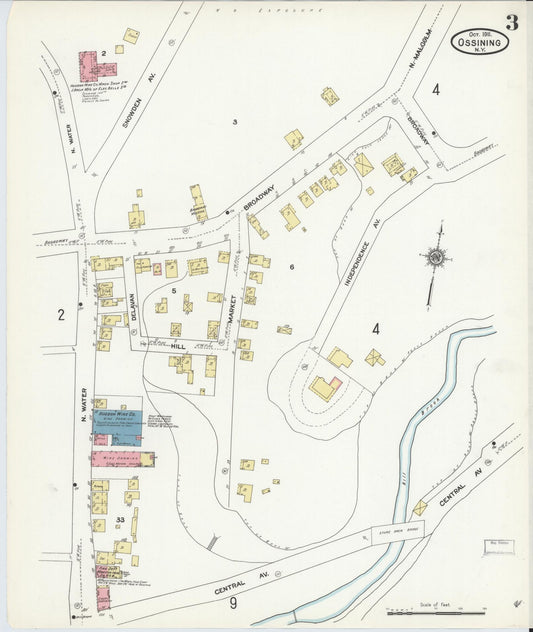 Sanborn Fire Insurance Map from Ossining, Westchester County, New York (1911), Sheet #0003 - Historic Sanborn Fire Insurance Map Print, vintage old map wall art, antique decor, genealogy gift, New York New York map