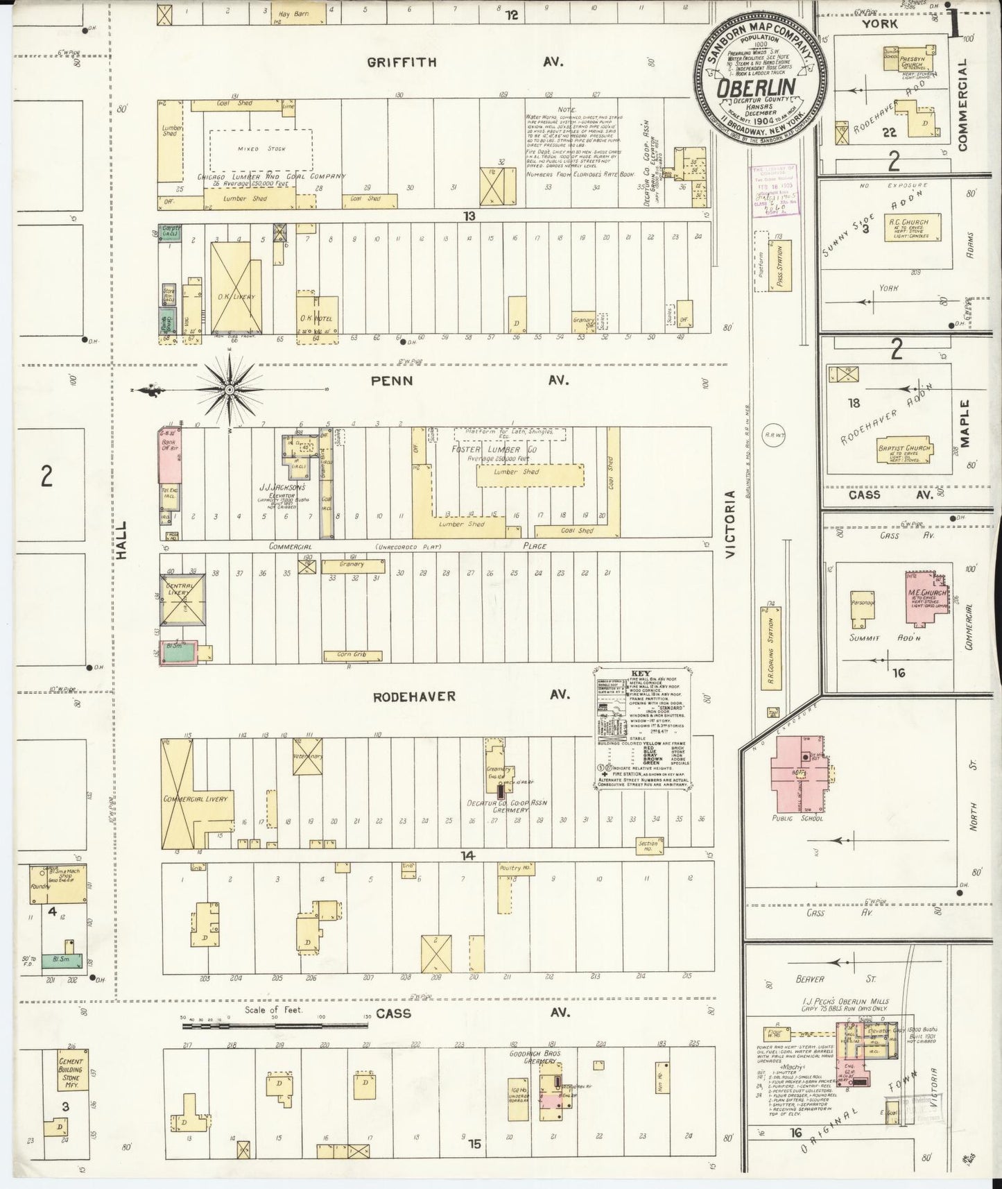 Sanborn Fire Insurance Map from Oberlin, Decatur County, Kansas. (1904) – Historic Sanborn Fire Insurance Map Print