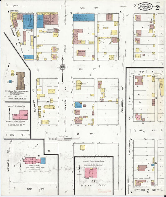 Sanborn Fire Insurance Map from Springer, Colfax County, New Mexico (1921), Sheet #0002 - Historic Sanborn Fire Insurance Map Print, vintage old map wall art, antique decor, genealogy gift, New Mexico New Mexico map